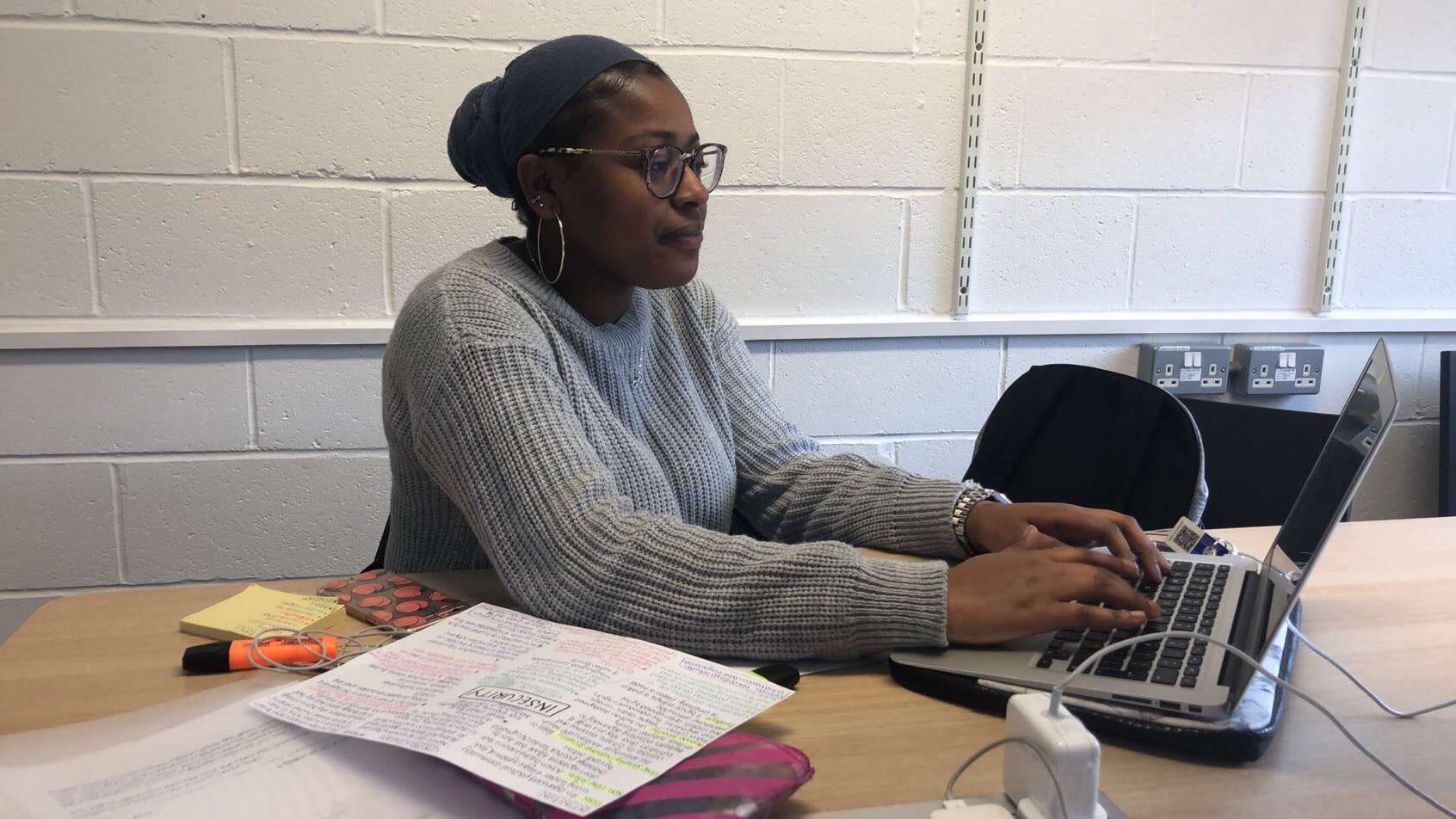 Fatima, 20, at university. She was racially abused.